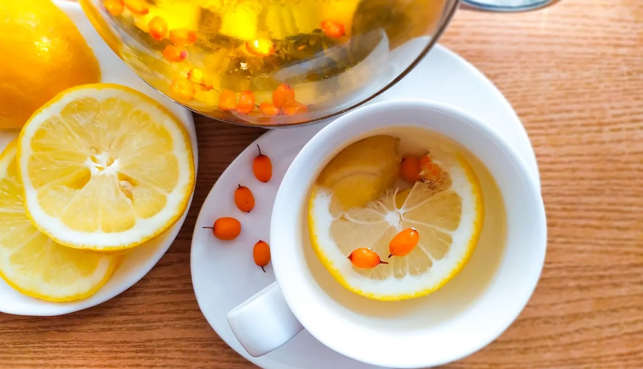 A cup of herbal infusion with lemon slices, a symbol of a healthy lifestyle and good hydration