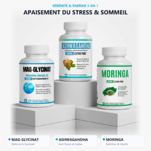 Pack Moringa Ashwagandha Magnésium – Pack Sérénité & Performance pour le calme, la concentration et un sommeil profond au Maroc