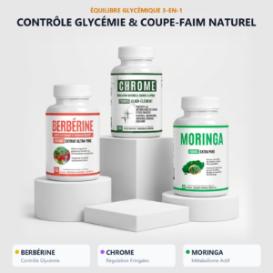 Pack berbérine chrome glycémie – Berbérine, Chrome & Moringa pour un glucose normal au Maroc